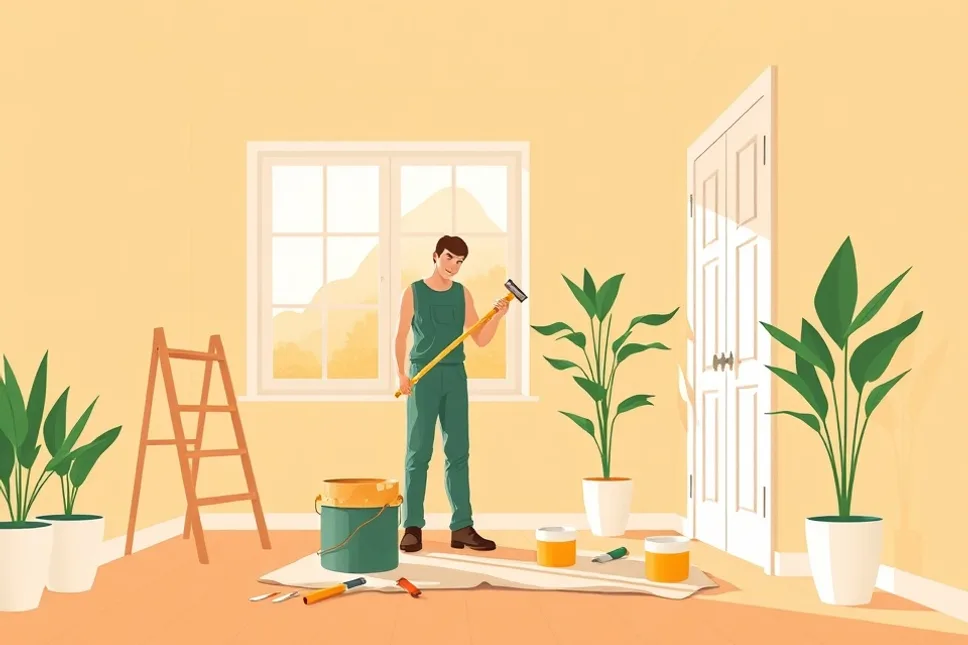 Intérieur rénové après travaux de peinture à Bouguenais
